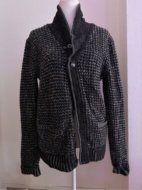 Men's / Unisex Chunky Rag & Bone Knit Shawl Collar Cardigan Sweater
